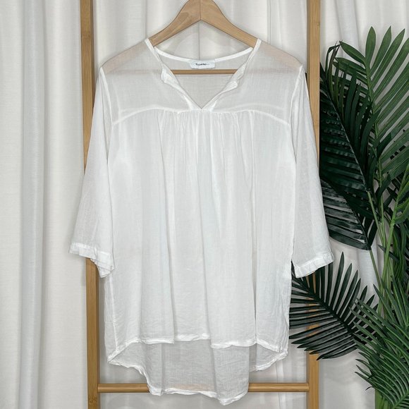 Italian Towoo White Cotton Top Blouse 